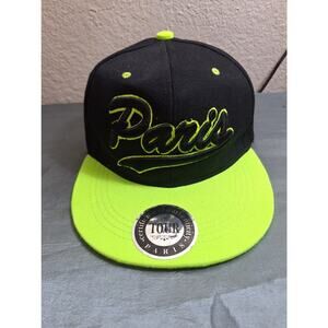 Mens Baseball Hat Tour Paris Neon Yellow Flatbill Hat/Cap One Size Fits All
